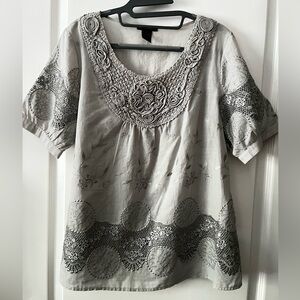 Lauren Michelle Cotton Embroidered Blouse
